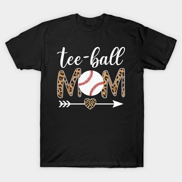 Teeball Mom Leopard Funny Teeball Mom Mother's Day T-Shirt by DragonTees